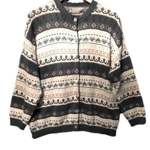 Vintage Women Patterned Cottagecore Cardigan Medium